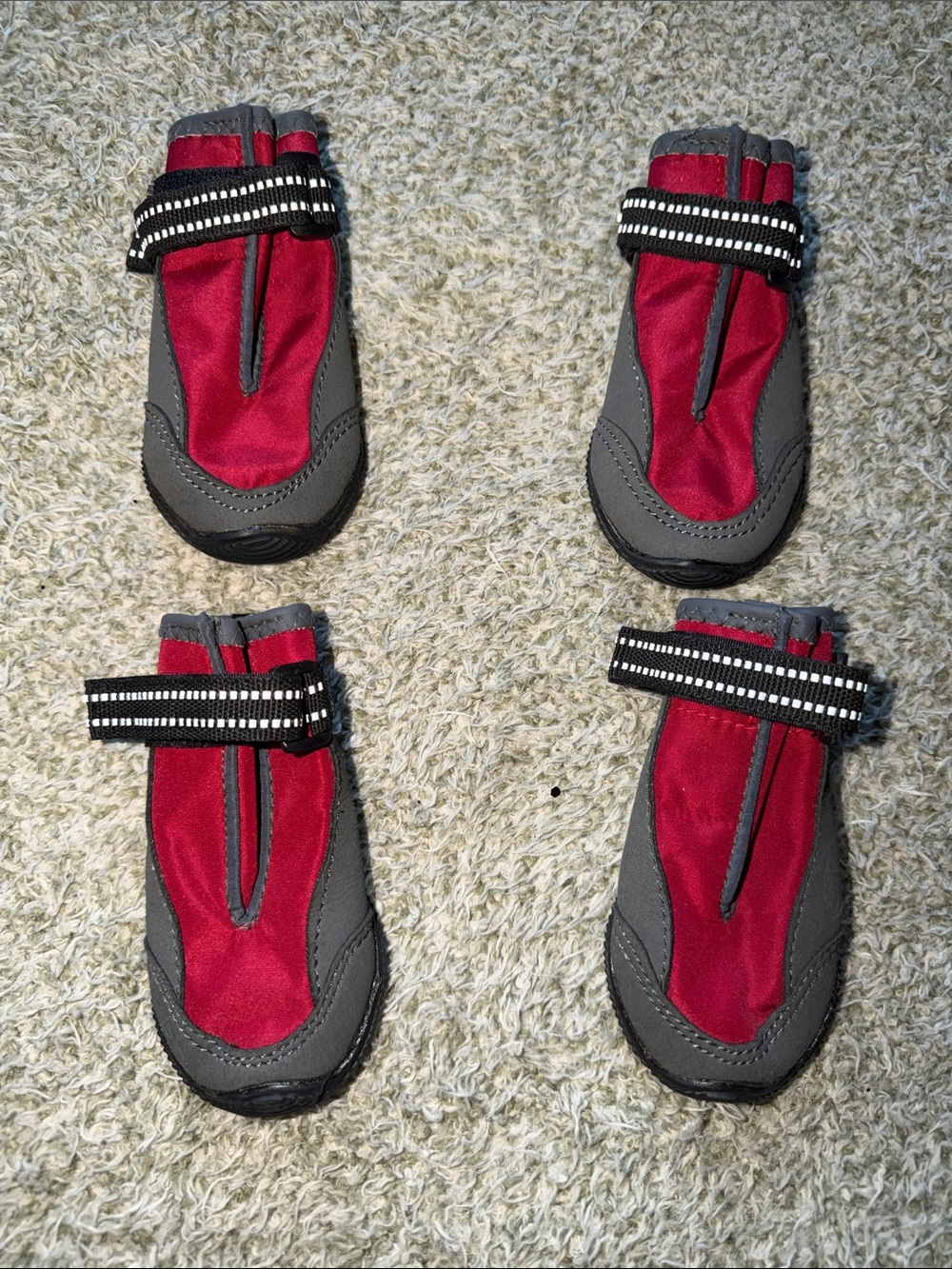 Top Paw Red and Gray Reflective Strap Dog Boots